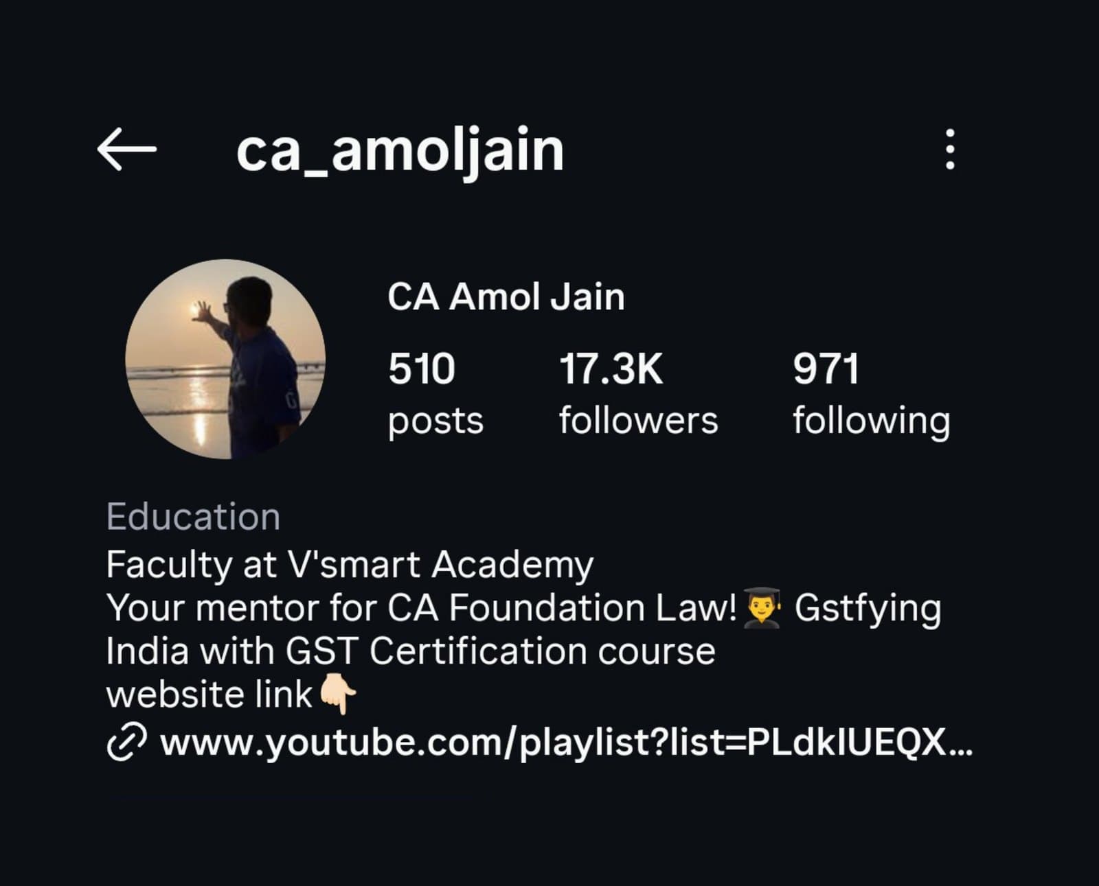 CA Amol Jain account growth — after