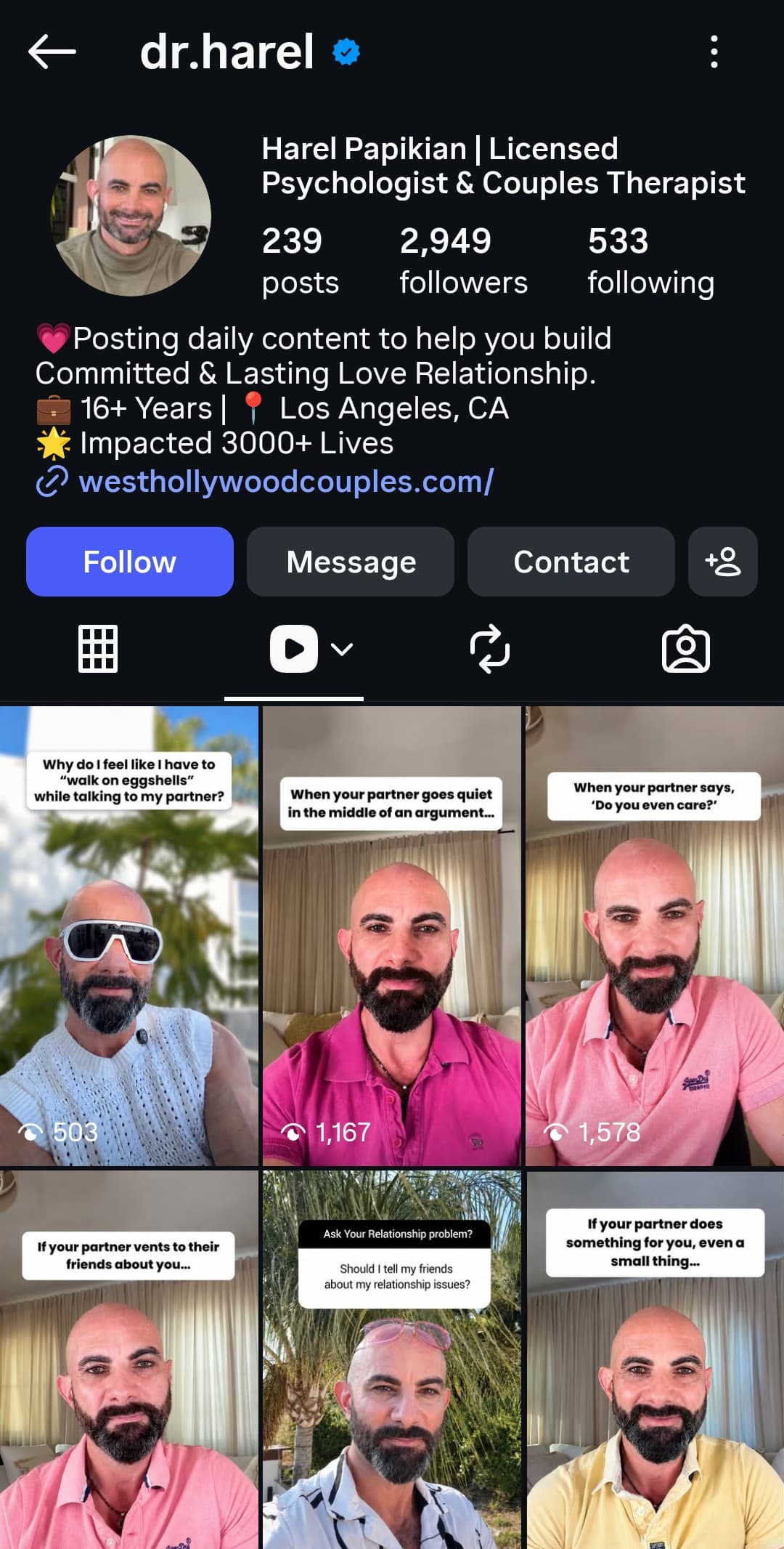 Dr. Harel Papikian Instagram profile